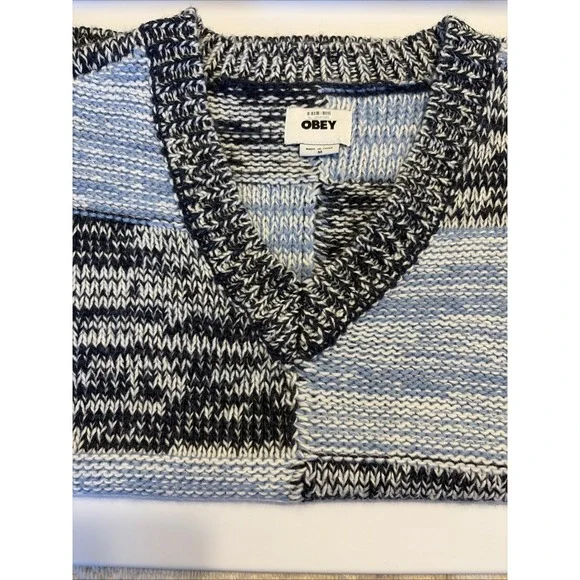 Obey Womens Mira Sweater Vest MPatchwork Knit V Neck Streetwear Layering Indie - Picture 12 of 13